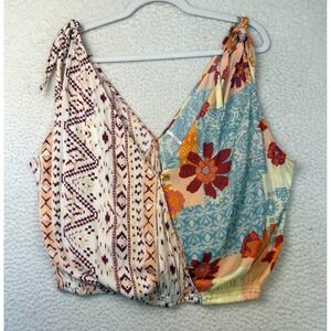 Urban Outfitters Tank Womens Small Multicolor Floral Boho Revival Tie Strap Crop